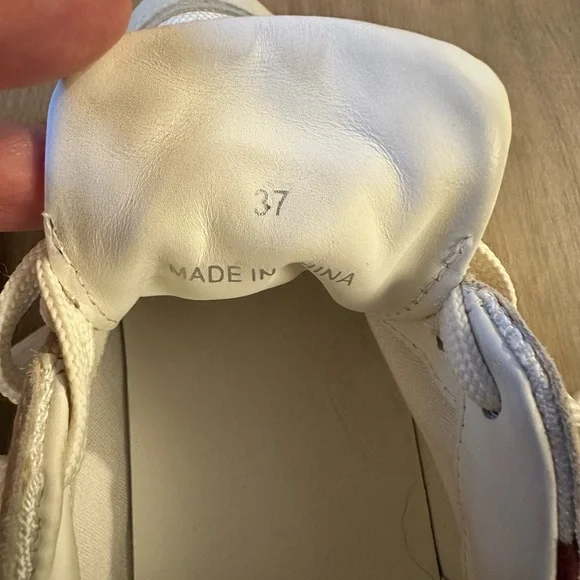 Jimmy Choo Landon F Model White and Burgundy Sneakers - Picture 6 of 7